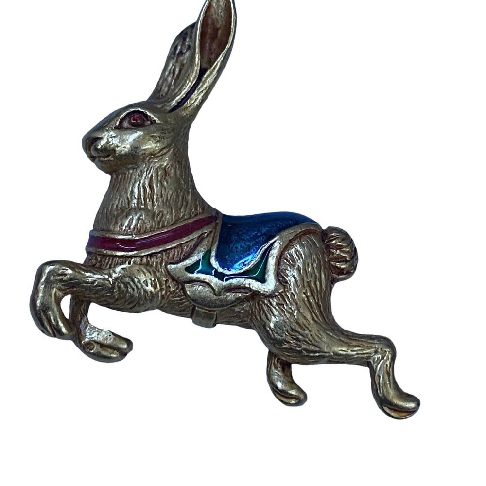 Vtg The Museum of American Folk-Art Brooch Jack Rabbit Enamel Pin 1.75”